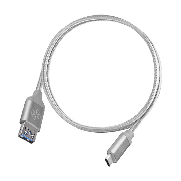 کابل 0.5 متری سیلوراستون سرمه ای مدل CPU05 - USB 3.1 Type-C male to USB Type-A female